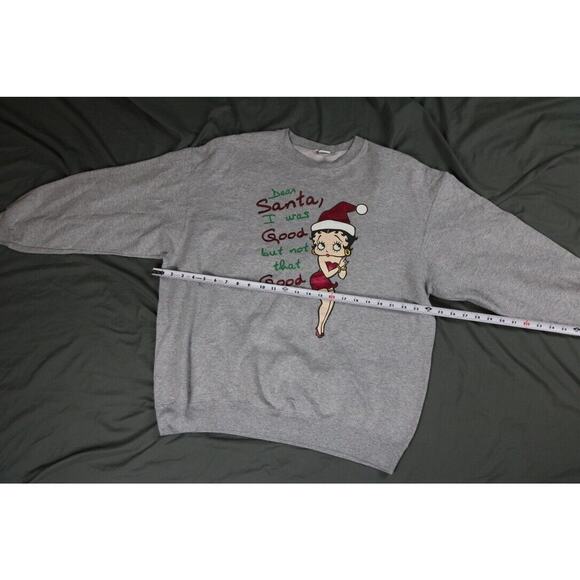 Betty Boop Sweatshirt M/L Gray Dear Santa Holiday Vintage Christmas - Picture 5 of 9